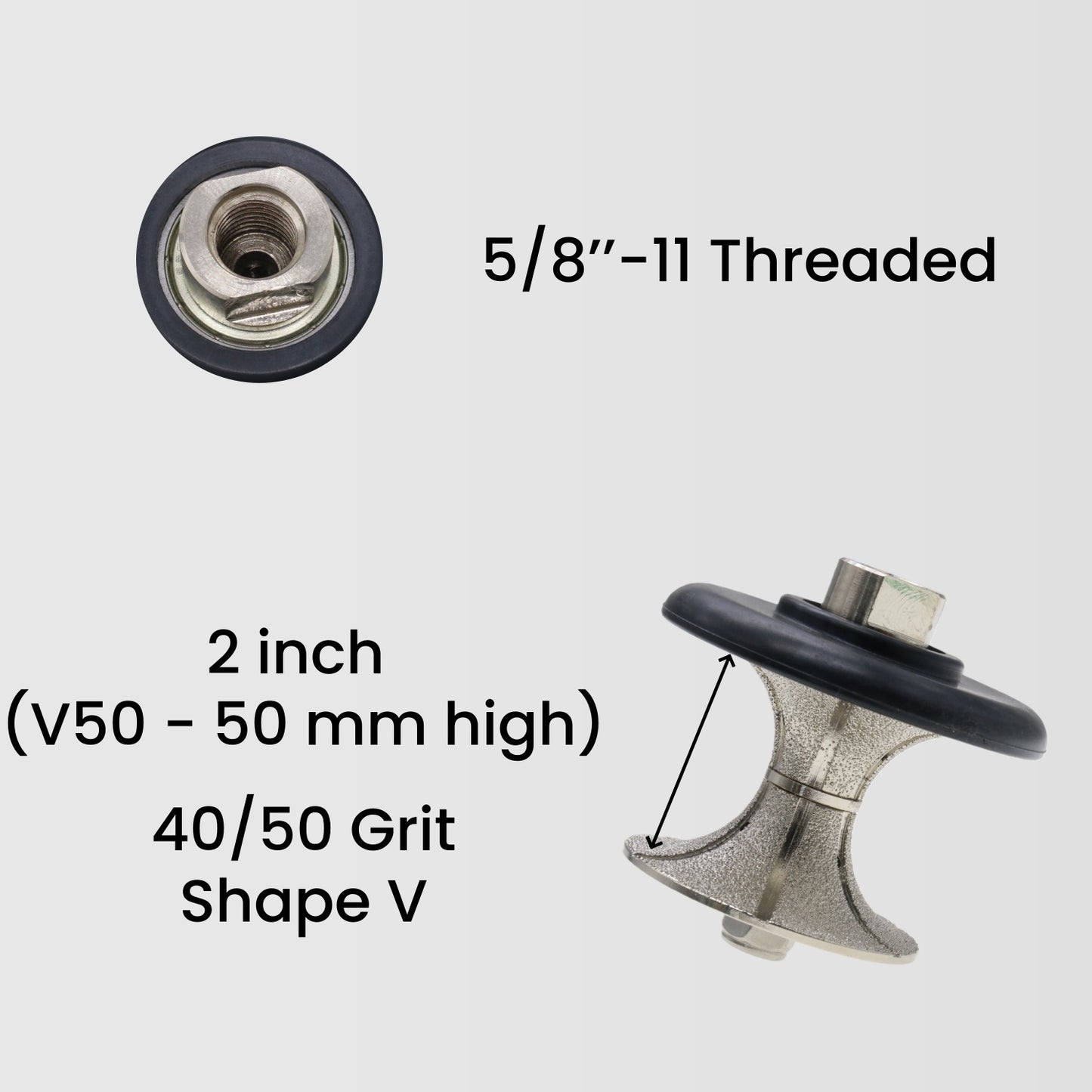 StoneDT Full Bullnose Diamond Profile Wheel, Hand Profiler Router Bit Wheel for Granite Marble Concrete, 40/50 Grit, Shape V, 5/8鋳-11 Thread