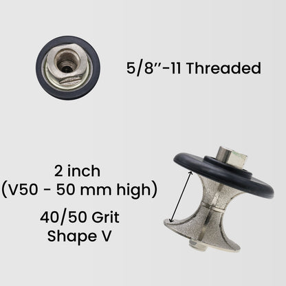 StoneDT Full Bullnose Diamond Profile Wheel, Hand Profiler Router Bit Wheel for Granite Marble Concrete, 40/50 Grit, Shape V, 5/8鋳-11 Thread