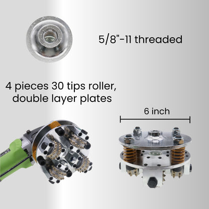 Bush Hammer Disc for Coating Removal Stone Texturing, 3 Pieces 30 Tips Roller (5/8"-11 Threaded)