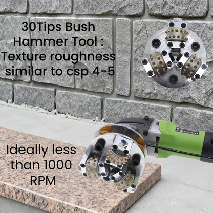 Bush Hammer Disc for Coating Removal Stone Texturing, 3 Pieces 30 Tips Roller (5/8"-11 Threaded)