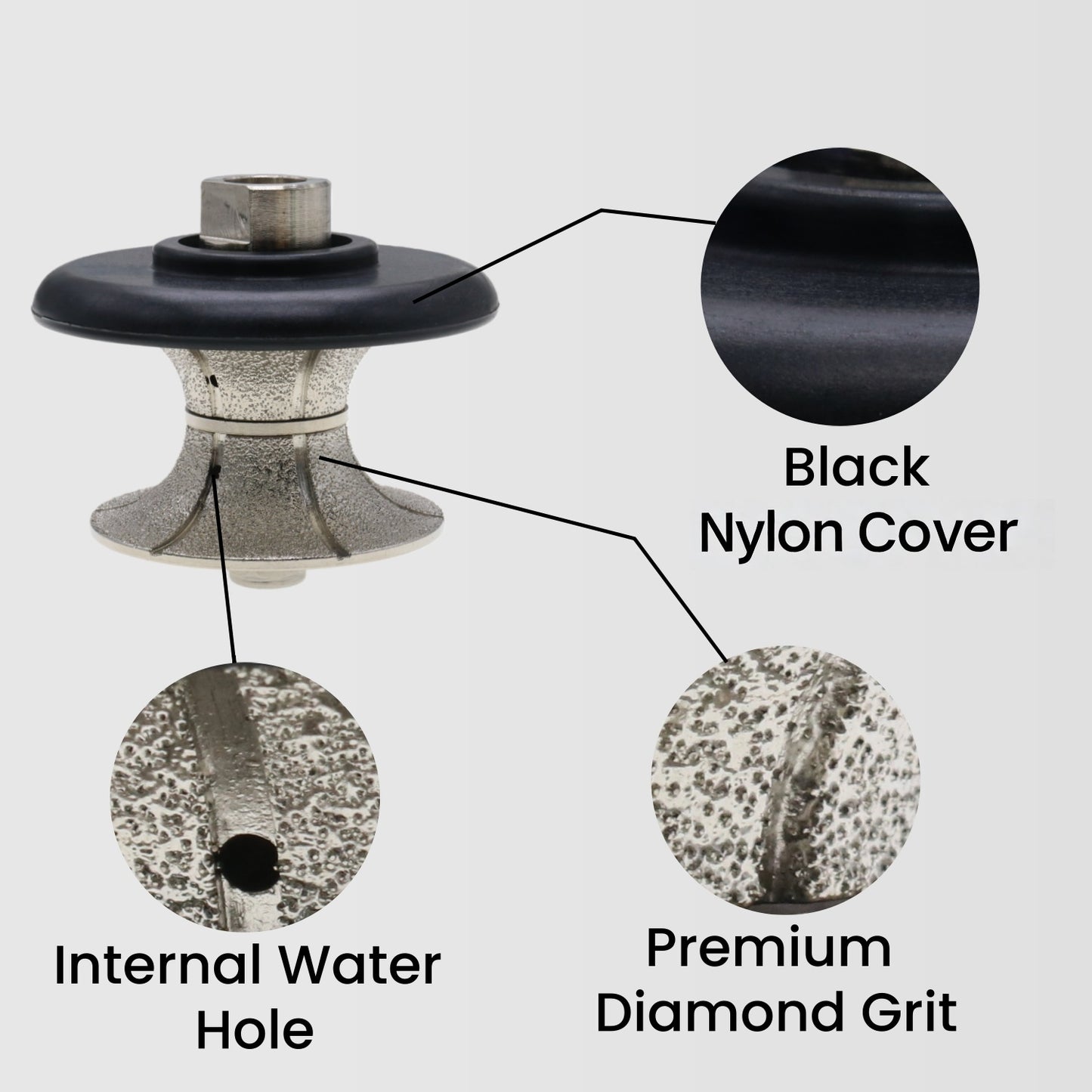 StoneDT Full Bullnose Diamond Profile Wheel, Hand Profiler Router Bit Wheel for Granite Marble Concrete, 40/50 Grit, Shape V, 5/8鋳-11 Thread
