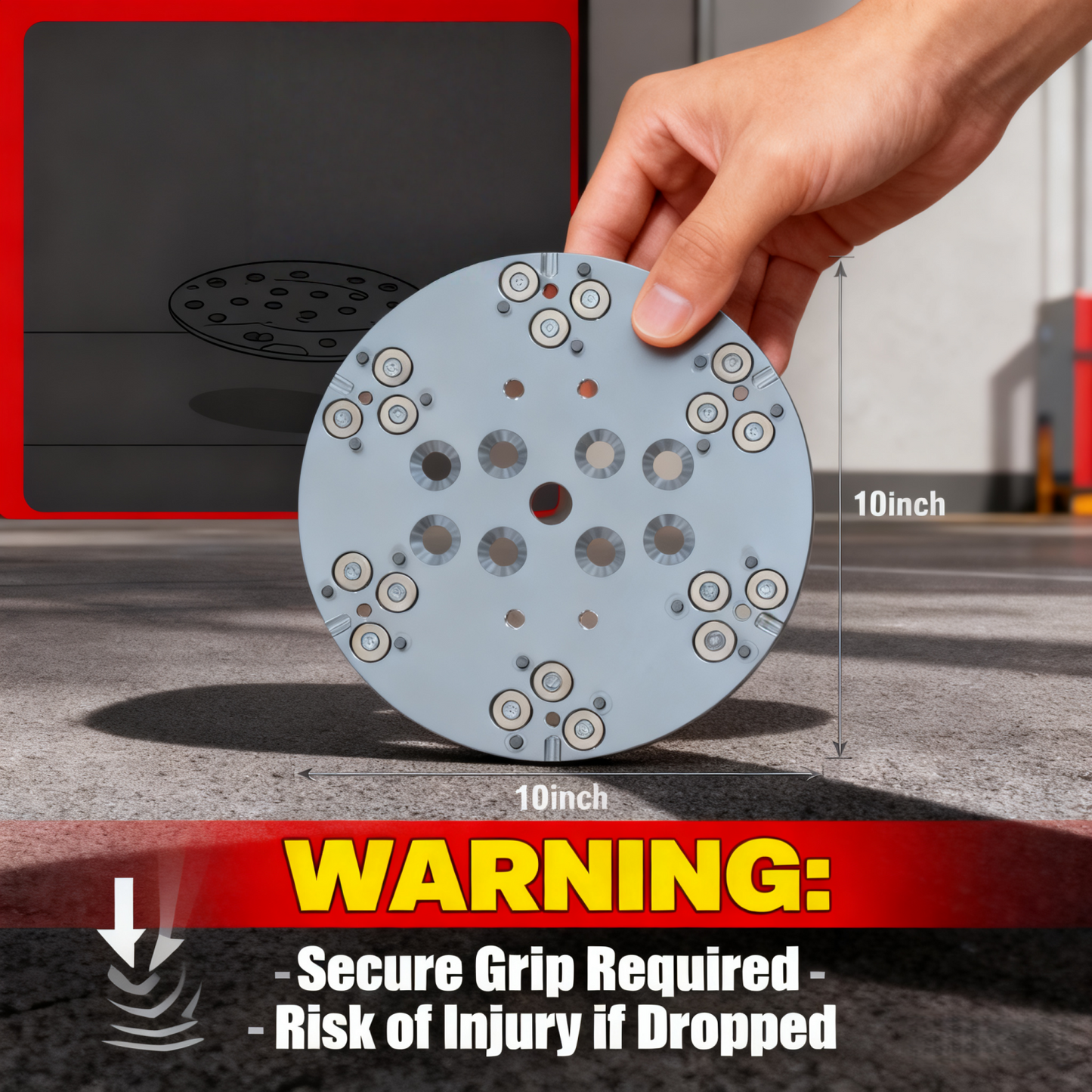 10" Magnetic Adapter Plate Fit with Edco Blastrac MK Grinders
